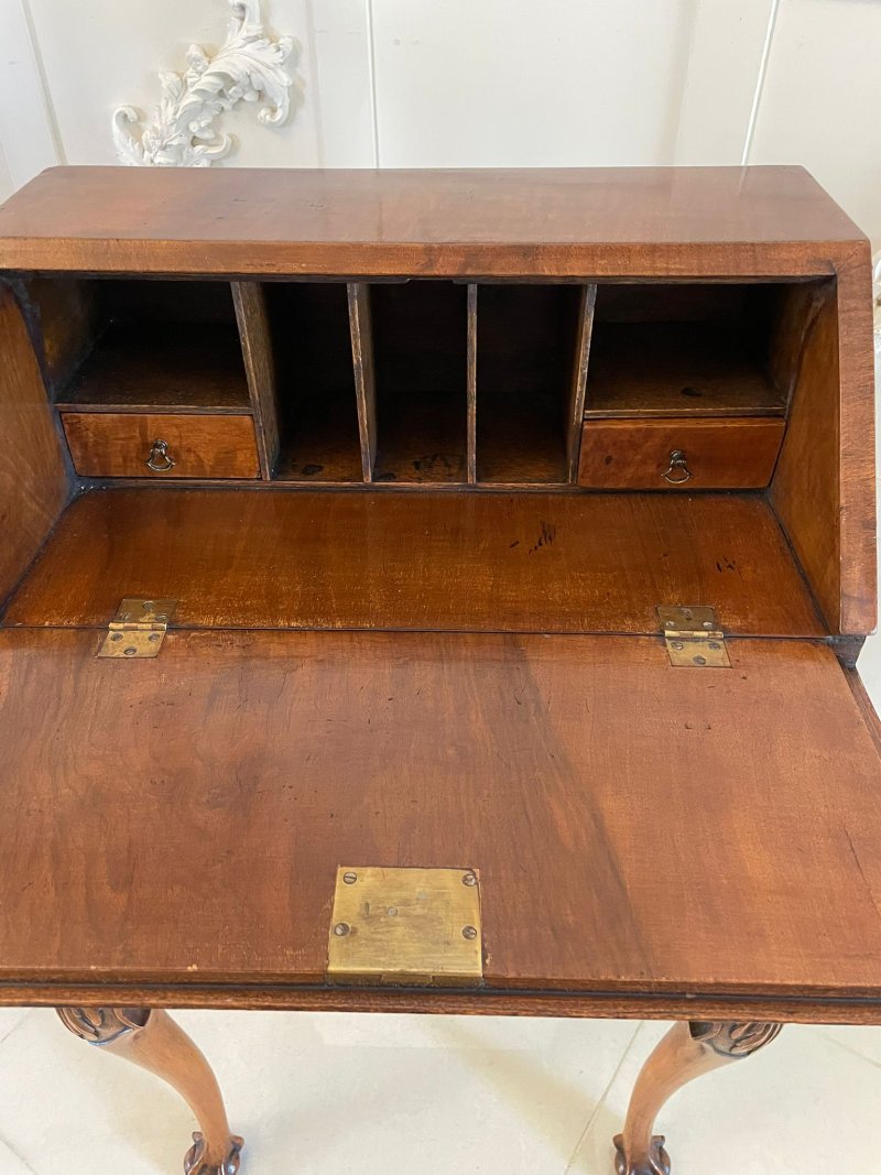 Unusual Antique Burr Walnut Marquetry Inlaid Bureau - Image 5